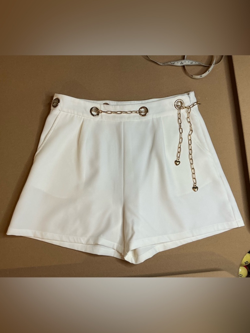 Women's  High-Waist Dress Shorts with Chain Detail belt